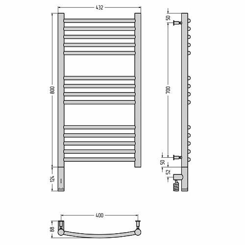 Электрический полотенцесушитель Сунержа Богема 3.0 выгнутая 800х400 МЭМ левый (Без покрытия) Электрический полотенцесушитель Сунержа Богема 3.0 выгнутая 800х400 МЭМ левый (Без покрытия)