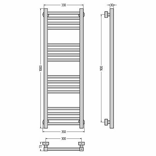 Водяной полотенцесушитель Сунержа Модус PRO 1000х300 (Без покрытия) Водяной полотенцесушитель Сунержа Модус PRO 1000х300 (Без покрытия)