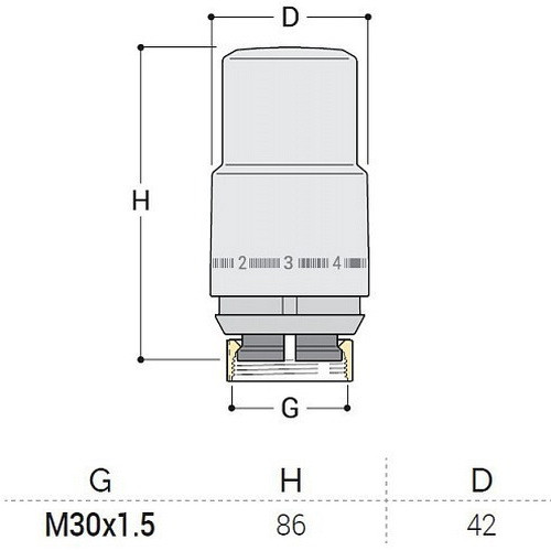 Термоголовка S.R. Rubineterrie "Domus" M30x1.5, цвет - белый