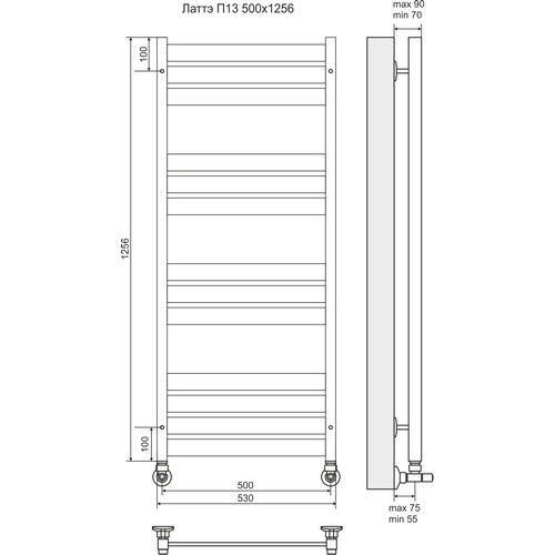 Водяной полотенцесушитель Terminus "Латте" П13 500х1256