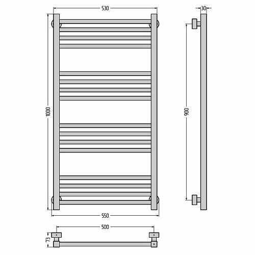 Водяной полотенцесушитель Сунержа Модус PRO 1000х500 (Без покрытия) Водяной полотенцесушитель Сунержа Модус PRO 1000х500 (Без покрытия)