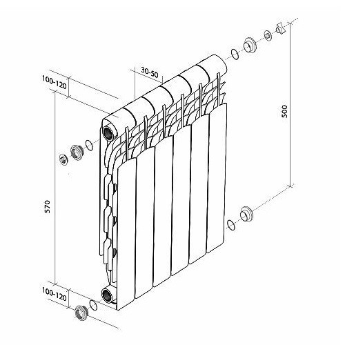 Алюминиевый радиатор отопления Royal Thermo Revolution 500 6 секций