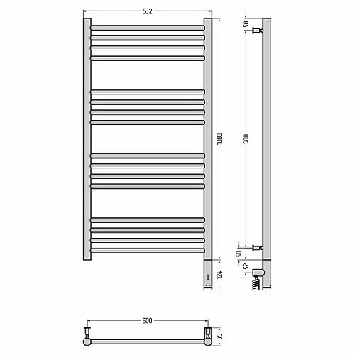 Электрический полотенцесушитель Сунержа Богема 3.0 прямая 1000х500 МЭМ правый (Без покрытия)