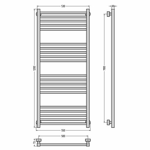 Водяной полотенцесушитель Сунержа Модус PRO 1200х500 (Без покрытия) Водяной полотенцесушитель Сунержа Модус PRO 1200х500 (Без покрытия)