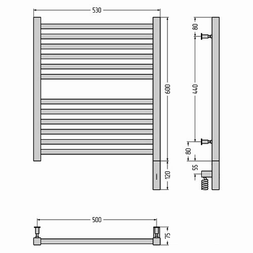 Электрический полотенцесушитель Сунержа Модус 3.0 600х500 МЭМ правый (Без покрытия) Электрический полотенцесушитель Сунержа Модус 3.0 600х500 МЭМ правый (Без покрытия)