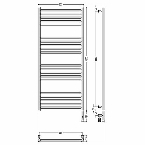 Электрический полотенцесушитель Сунержа Богема 3.0 прямая 1200х500 МЭМ правый (Без покрытия)