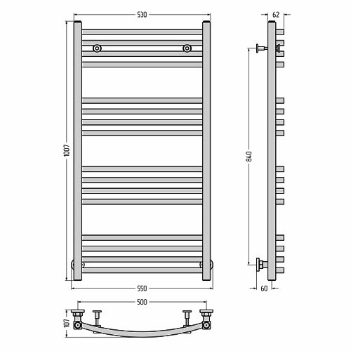 Водяной полотенцесушитель Сунержа Аркус 1000х500 (Без покрытия)
