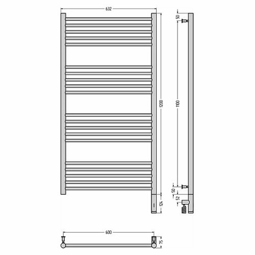 Электрический полотенцесушитель Сунержа Богема 3.0 прямая 1200х600 МЭМ правый (Без покрытия)