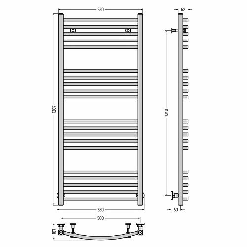 Водяной полотенцесушитель Сунержа Аркус 1200х500 (Без покрытия)