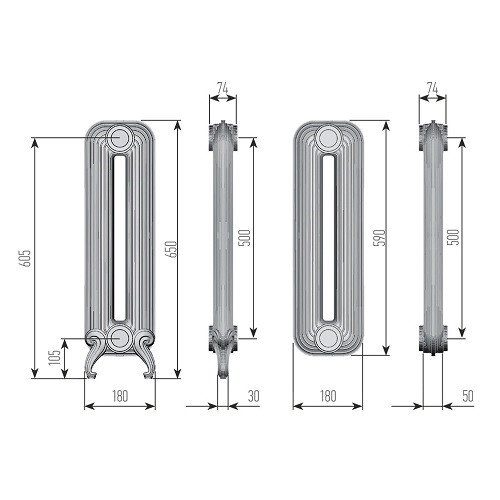 Чугунный радиатор отопления EXEMET Detroit 500/350 (1 секция) 