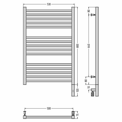 Электрический полотенцесушитель Сунержа Модус 3.0 800х500 МЭМ правый (Без покрытия)