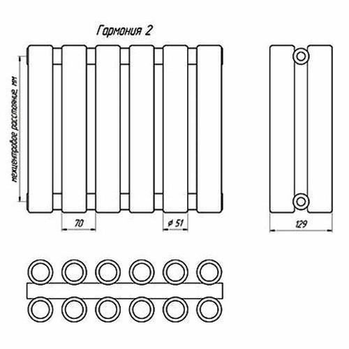 Стальной трубчатый радиатор отопления КЗТО Гармония 2-1750-6
