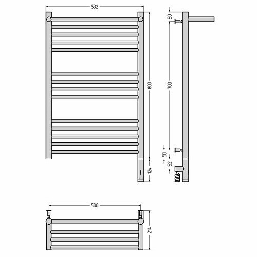 Электрический полотенцесушитель Сунержа Богема 3.0 с полкой 800х500 МЭМ правый (Без покрытия) Электрический полотенцесушитель Сунержа Богема 3.0 с полкой 800х500 МЭМ правый (Без покрытия)