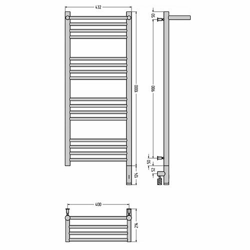 Электрический полотенцесушитель Сунержа Богема 3.0 с полкой 1000х400 МЭМ правый (Без покрытия) Электрический полотенцесушитель Сунержа Богема 3.0 с полкой 1000х400 МЭМ правый (Без покрытия)
