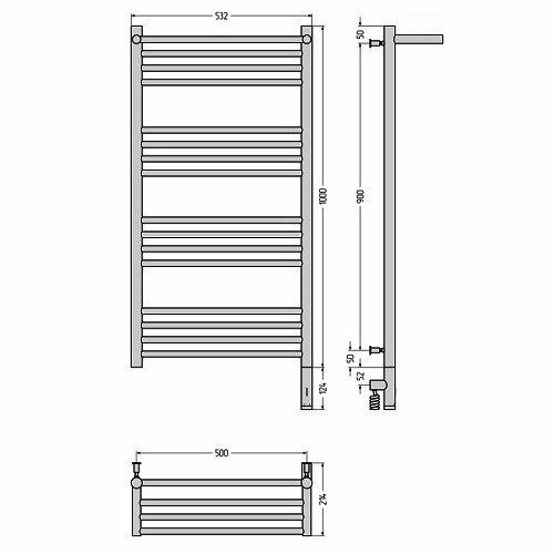 Электрический полотенцесушитель Сунержа Богема 3.0 с полкой 1000х500 МЭМ правый (Без покрытия) Электрический полотенцесушитель Сунержа Богема 3.0 с полкой 1000х500 МЭМ правый (Без покрытия)