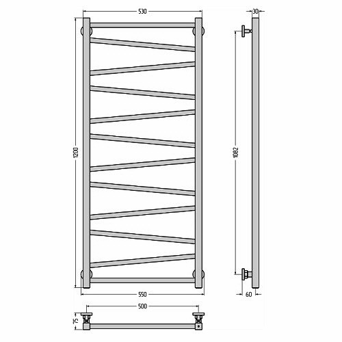 Водяной полотенцесушитель Сунержа Сирокко 1200х500 (Без покрытия)