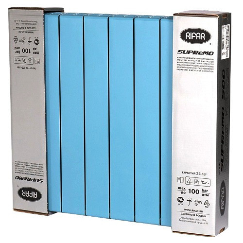 Биметаллический радиатор отопления Rifar SUPReMO 500 6 секций Сапфир
