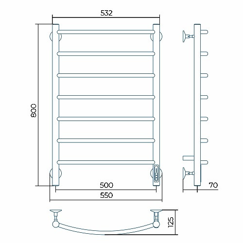 Электрический полотенцесушитель Larusso Классик КС П7 500х800, RAL 9003 (сигнальный белый) Электрический полотенцесушитель Larusso Классик КС П7 500х800, RAL 9003 (сигнальный белый)