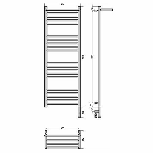 Электрический полотенцесушитель Сунержа Богема 3.0 с полкой 1200х400 МЭМ правый (Без покрытия) Электрический полотенцесушитель Сунержа Богема 3.0 с полкой 1200х400 МЭМ правый (Без покрытия)