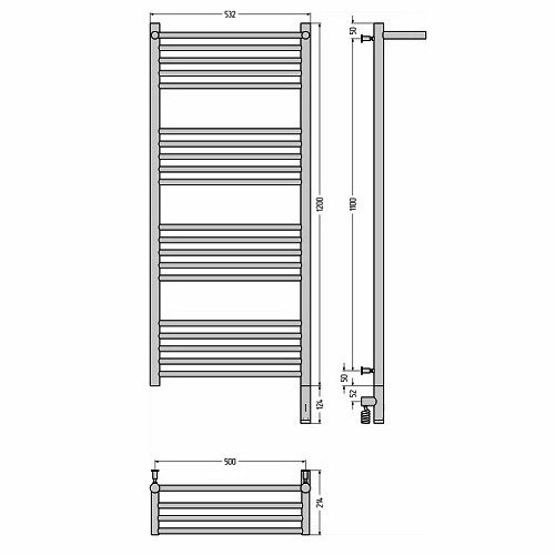 Электрический полотенцесушитель Сунержа Богема 3.0 с полкой 1200х500 МЭМ правый (Без покрытия) Электрический полотенцесушитель Сунержа Богема 3.0 с полкой 1200х500 МЭМ правый (Без покрытия)