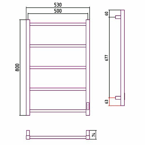 Электрический полотенцесушитель Стилье Формат 26 800х500, правый, белый Электрический полотенцесушитель Стилье Формат 26 800х500, правый, белый