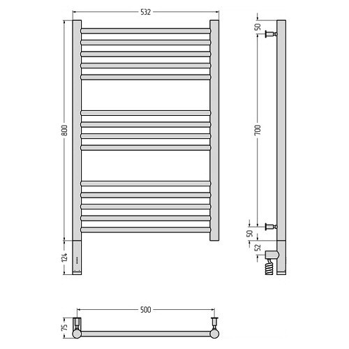 Электрический полотенцесушитель Сунержа Богема 3.0 прямая 800х500 МЭМ левый (Без покрытия) Электрический полотенцесушитель Сунержа Богема 3.0 прямая 800х500 МЭМ левый (Без покрытия)