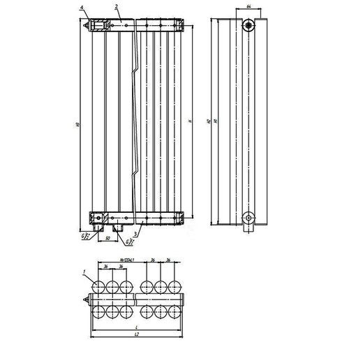 Стальной трубчатый радиатор отопления Empatiko Takt LR2-1192-500 Coal Black 