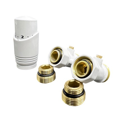 Комплект для нижнего подключения Delta прямой D=50 мм, G 3/4 x 3/4 с термоголовкой M30x1,5 (Белый глянцевый) Комплект для нижнего подключения Delta прямой D=50 мм, G 3/4 x 3/4 с термоголовкой M30x1,5 (Белый глянцевый)