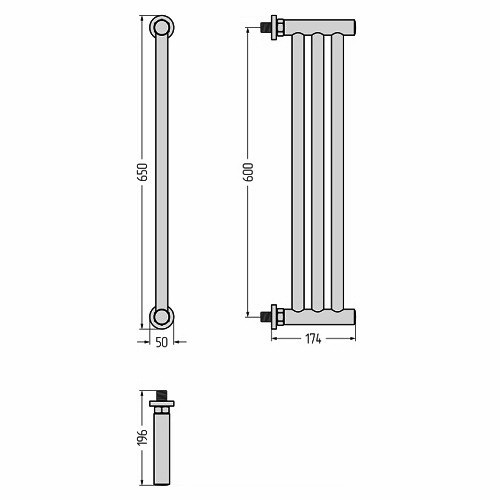 Водяной полотенцесушитель Сунержа Хорда 600х195 (Без покрытия) Водяной полотенцесушитель Сунержа Хорда 600х195 (Без покрытия)