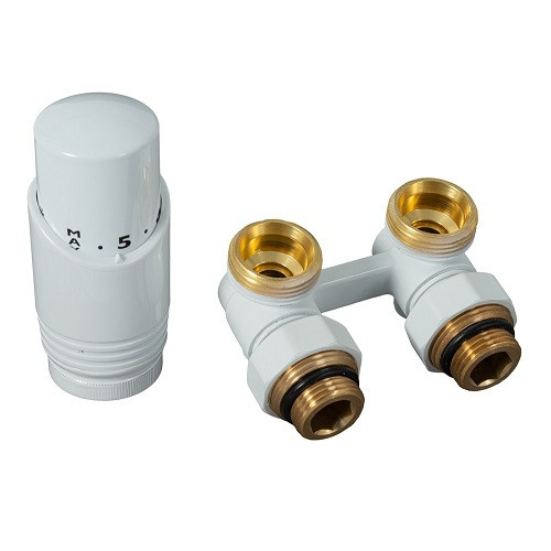 Комплект для нижнего подключения Delta угловой D=50 мм, G 3/4 x 3/4 с термоголовкой M30x1,5 (Белый глянцевый) Комплект для нижнего подключения Delta угловой D=50 мм, G 3/4 x 3/4 с термоголовкой M30x1,5 (Белый глянцевый)