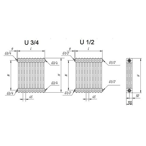 Стальной трубчатый радиатор отопления VELAR 3037 U 24 секции боковое подключение RAL 9016 Стальной трубчатый радиатор отопления VELAR 3037 U 24 секции боковое подключение RAL 9016