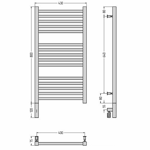 Электрический полотенцесушитель Сунержа Модус 3.0 800х400 МЭМ левый (Без покрытия) Электрический полотенцесушитель Сунержа Модус 3.0 800х400 МЭМ левый (Без покрытия)
