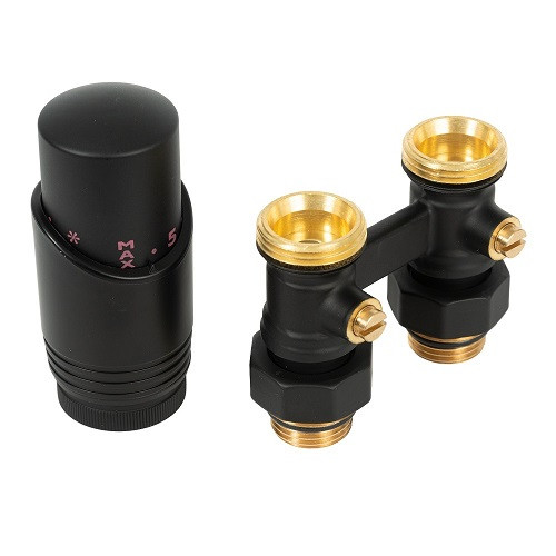 Комплект для нижнего подключения Delta прямой D=50 мм, G 3/4 x 3/4 с термоголовкой M30x1,5 (Черный матовый) Комплект для нижнего подключения Delta прямой D=50 мм, G 3/4 x 3/4 с термоголовкой M30x1,5 (Черный матовый)