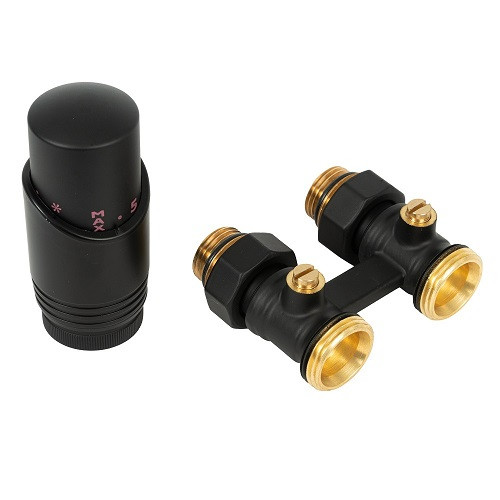 Комплект для нижнего подключения Delta прямой D=50 мм, G 3/4 x 3/4 с термоголовкой M30x1,5 (Черный матовый) Комплект для нижнего подключения Delta прямой D=50 мм, G 3/4 x 3/4 с термоголовкой M30x1,5 (Черный матовый)