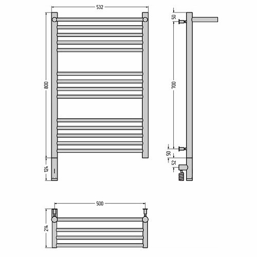 Электрический полотенцесушитель Сунержа Богема 3.0 с полкой 800х500 МЭМ левый (Без покрытия) Электрический полотенцесушитель Сунержа Богема 3.0 с полкой 800х500 МЭМ левый (Без покрытия)