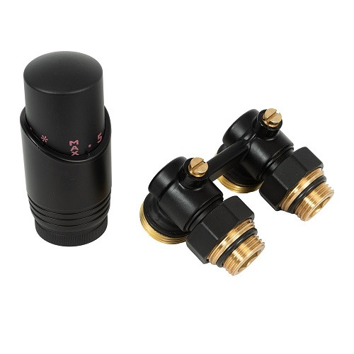 Комплект для нижнего подключения Delta угловой D=50 мм, G 3/4 x 3/4  с термоголовкой M30x1,5 (Черный матовый)