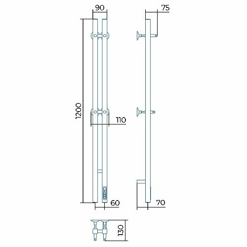 Электрический полотенцесушитель Larusso Прайм Дуэт П3 80х1200, RAL 9003 (сигнальный белый)