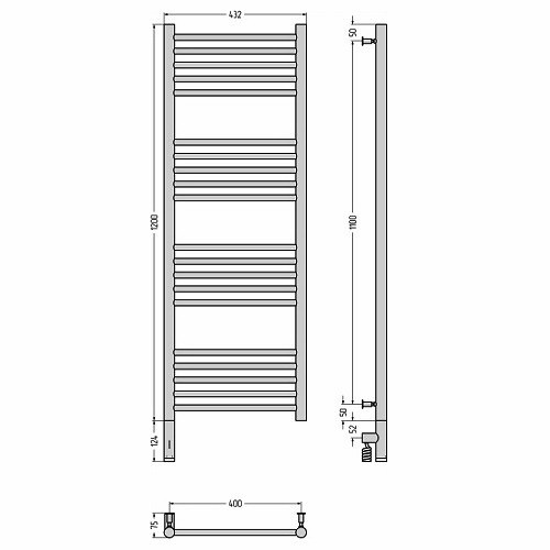 Электрический полотенцесушитель Сунержа Богема 3.0 прямая 1200х400 МЭМ левый (Без покрытия)