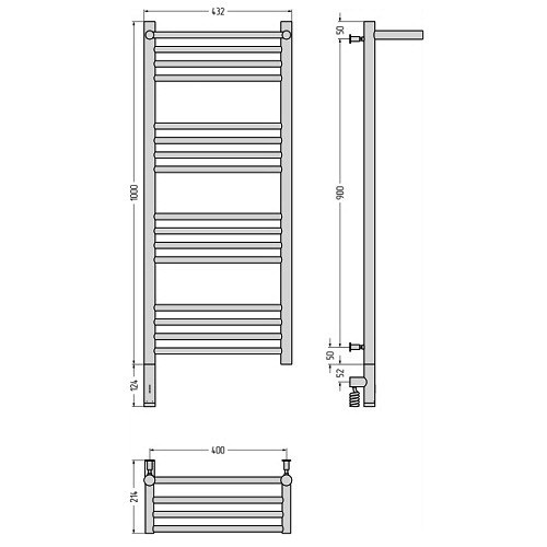 Электрический полотенцесушитель Сунержа Богема 3.0 с полкой 1000х400 МЭМ левый (Без покрытия) Электрический полотенцесушитель Сунержа Богема 3.0 с полкой 1000х400 МЭМ левый (Без покрытия)
