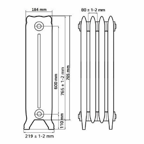 Чугунный радиатор отопления РАДIМАКС WINDSOR 600 (1 секция) 