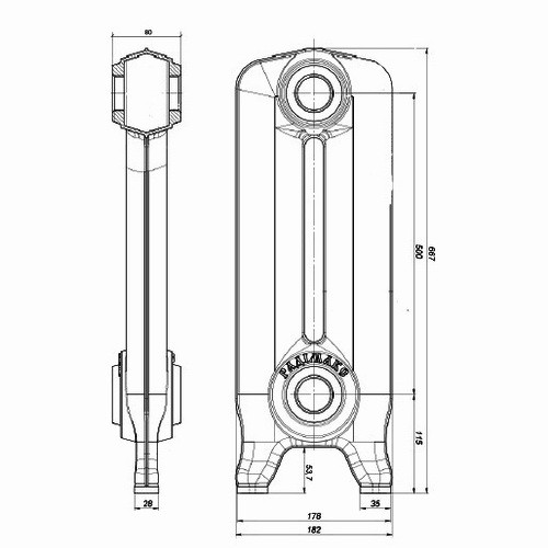 Чугунный радиатор отопления РАДIМАКС WINDSBOLD 500 (1 секция) 