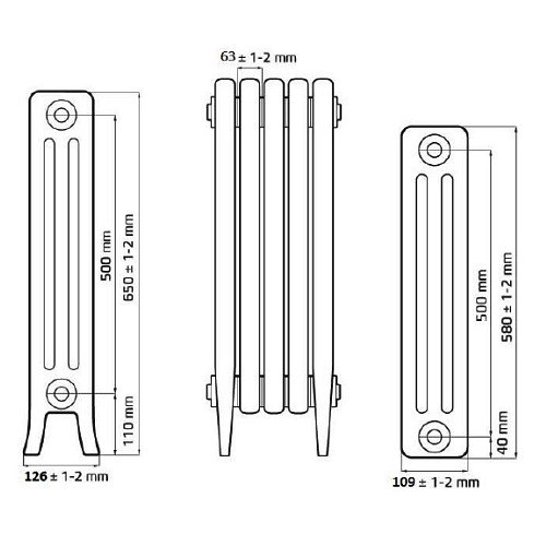 Чугунный радиатор отопления РАДIМАКС LOFT 500/110 (1 секция)