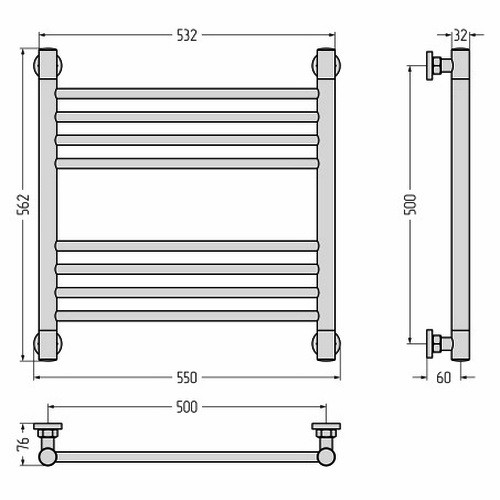 Водяной полотенцесушитель Сунержа Богема+ прямая 500х500 (Без покрытия) Водяной полотенцесушитель Сунержа Богема+ прямая 500х500 (Без покрытия)