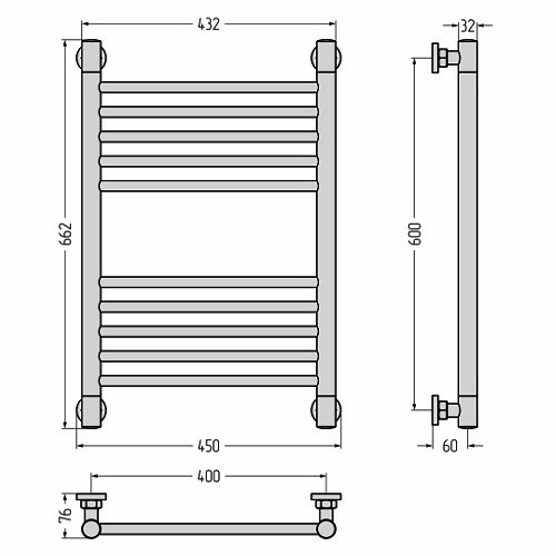 Водяной полотенцесушитель Сунержа Богема+ прямая 600х400 (Без покрытия)