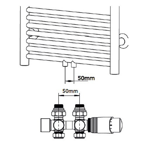 Универсальный узел нижнего подключения Delta DUO с термоголовкой М30х1,5 RAL 9016 (Белый глянцевый) Универсальный узел нижнего подключения Delta DUO с термоголовкой М30х1,5 RAL 9016 (Белый глянцевый)