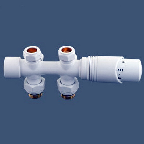 Универсальный узел нижнего подключения Delta DUO с термоголовкой М30х1,5 RAL 9016 (Белый глянцевый) Универсальный узел нижнего подключения Delta DUO с термоголовкой М30х1,5 RAL 9016 (Белый глянцевый)