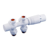 Универсальный узел нижнего подключения Delta DUO с термоголовкой М30х1,5  RAL 9016 (Белый глянцевый) Универсальный узел нижнего подключения Delta DUO с термоголовкой М30х1,5  RAL 9016 (Белый глянцевый)