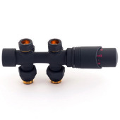 Универсальный узел нижнего подключения Delta DUO с термоголовкой М30х1,5  RAL 9005 (Черный матовый) Универсальный узел нижнего подключения Delta DUO с термоголовкой М30х1,5  RAL 9005 (Черный матовый)