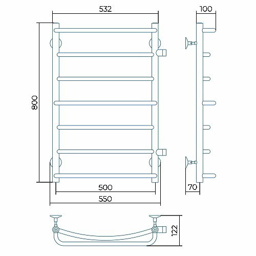 Водяной полотенцесушитель Larusso Евромикс БП П7 500х800 БП 500