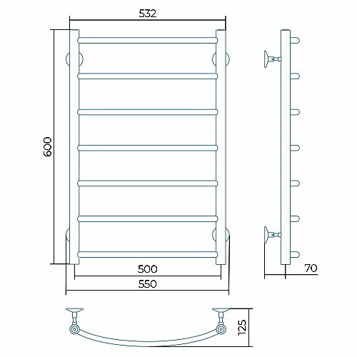 Водяной полотенцесушитель Larusso Классик П7 500х800